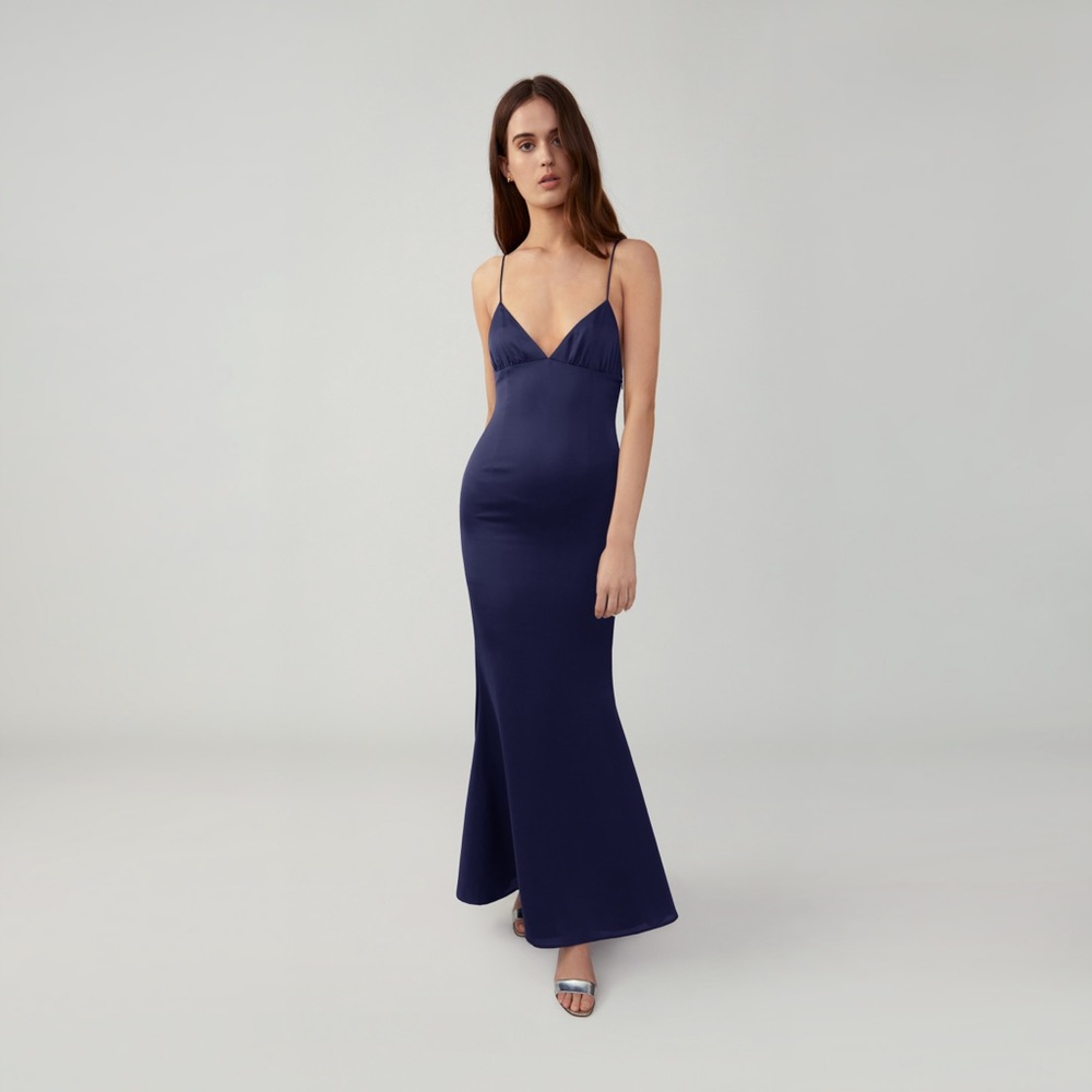 Fame and Partners Navy Trine Evening Gown